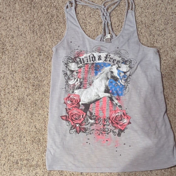 Rocker Girl Tops - Women's Gray Graphic Tank Top